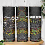 Custom Panthers Skinny Tumbler Warrior Mascot With Aboriginal Indigenous