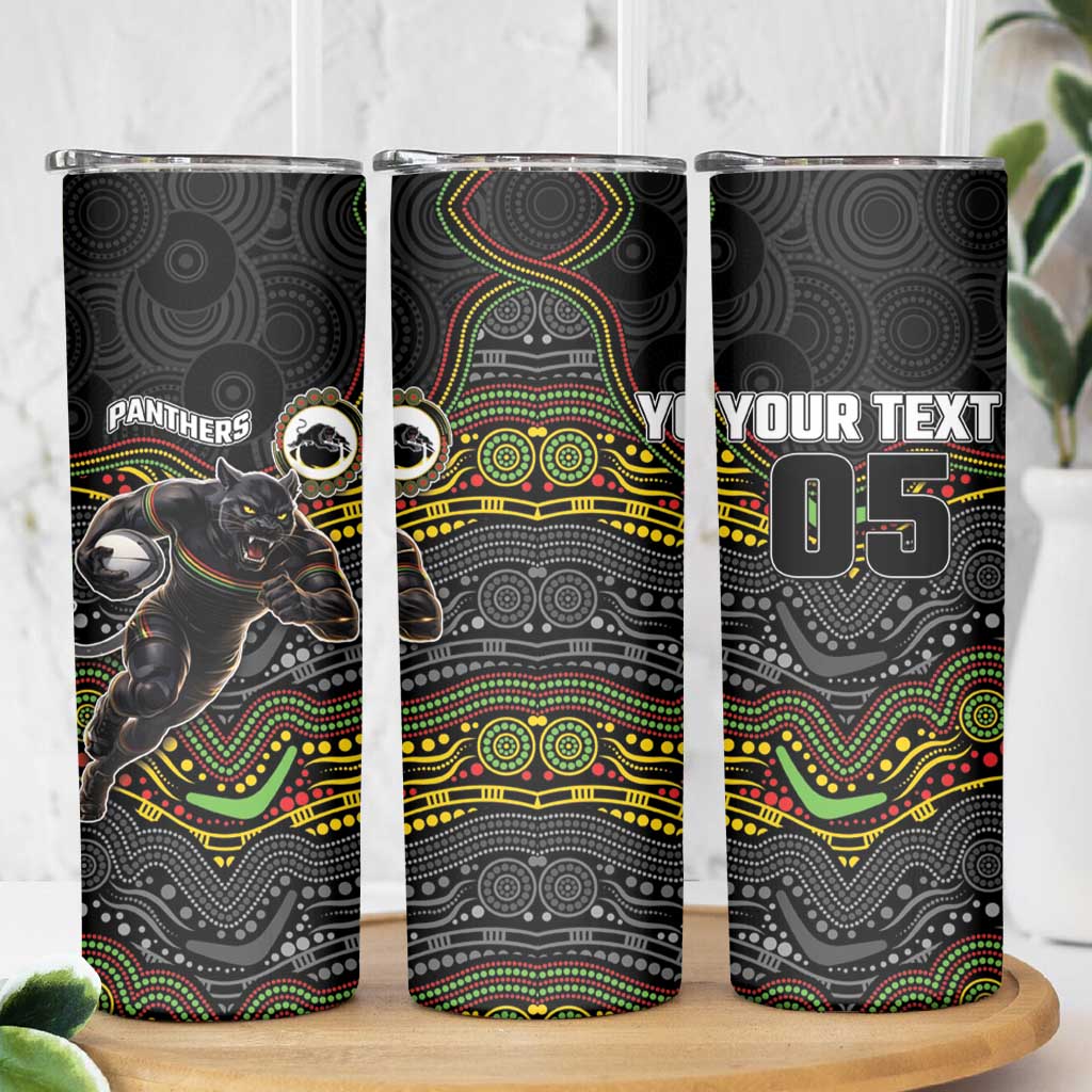 Custom Panthers Skinny Tumbler Warrior Mascot With Aboriginal Indigenous