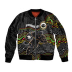 Custom Panthers Sleeve Zip Bomber Jacket Warrior Mascot With Aboriginal Indigenous