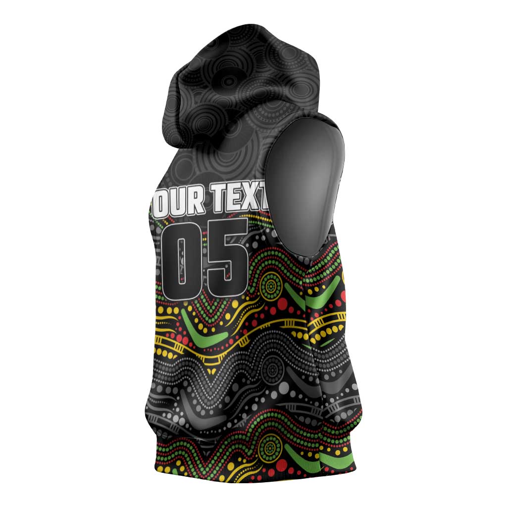 Custom Panthers Sleeveless Hoodie Warrior Mascot With Aboriginal Indigenous