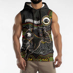 Custom Panthers Sleeveless Hoodie Warrior Mascot With Aboriginal Indigenous