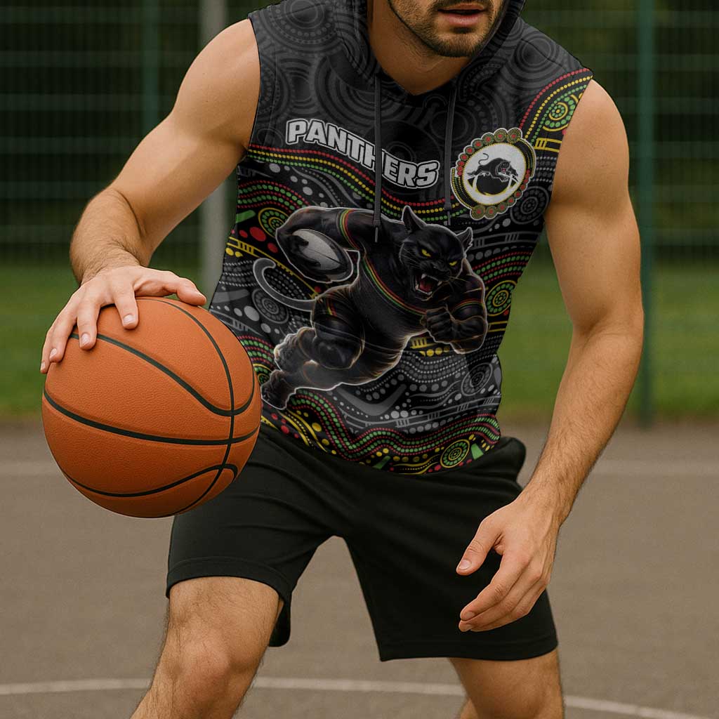 Custom Panthers Sleeveless Hoodie Warrior Mascot With Aboriginal Indigenous