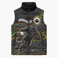Custom Panthers Sleeveless Puffer Jacket Warrior Mascot With Aboriginal Indigenous