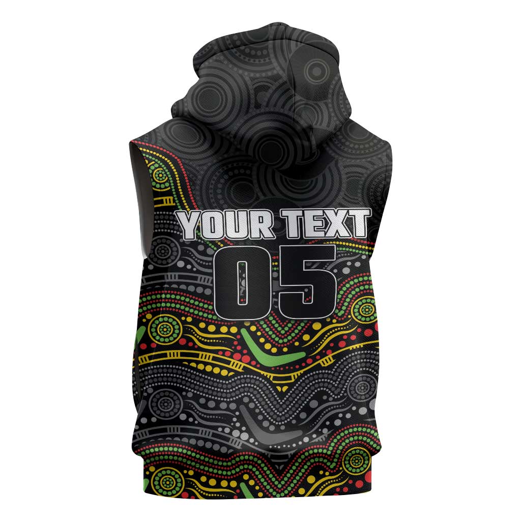 Custom Panthers Sleeveless Zip Hoodie Warrior Mascot With Aboriginal Indigenous