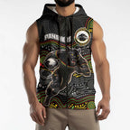 Custom Panthers Sleeveless Zip Hoodie Warrior Mascot With Aboriginal Indigenous
