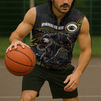 Custom Panthers Sleeveless Zip Hoodie Warrior Mascot With Aboriginal Indigenous