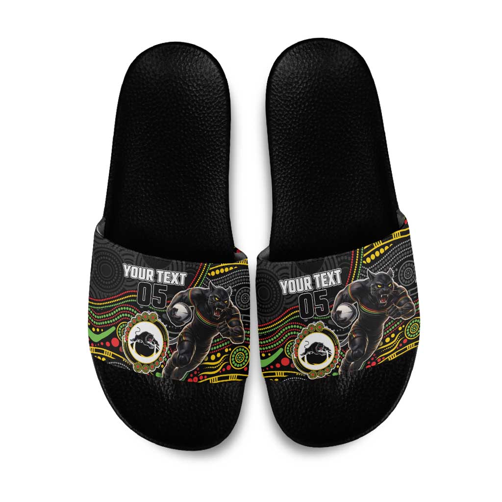 Custom Panthers Slide Sandals Warrior Mascot With Aboriginal Indigenous
