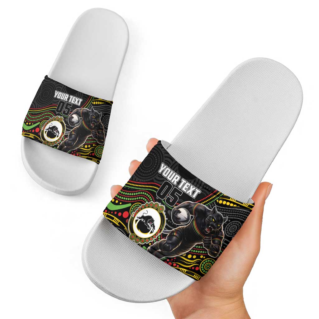 Custom Panthers Slide Sandals Warrior Mascot With Aboriginal Indigenous