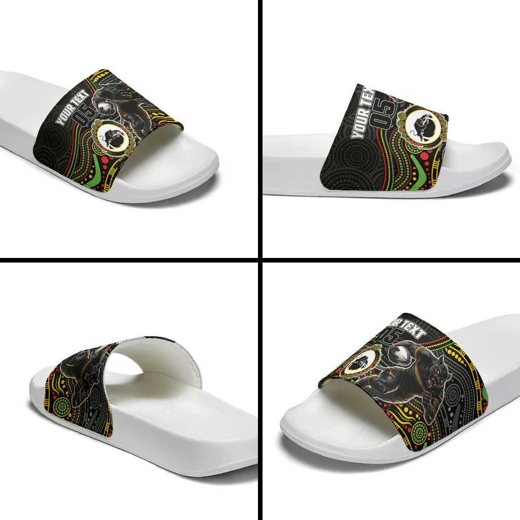 Custom Panthers Slide Sandals Warrior Mascot With Aboriginal Indigenous