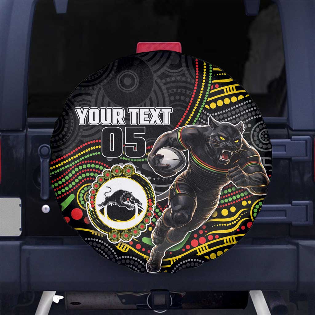 Custom Panthers Spare Tire Cover Warrior Mascot With Aboriginal Indigenous