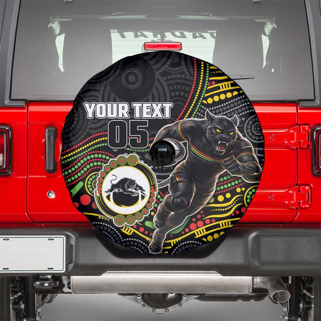 Custom Panthers Spare Tire Cover Warrior Mascot With Aboriginal Indigenous