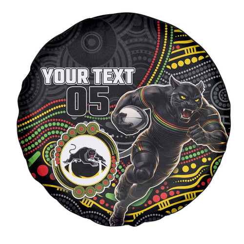 Custom Panthers Spare Tire Cover Warrior Mascot With Aboriginal Indigenous