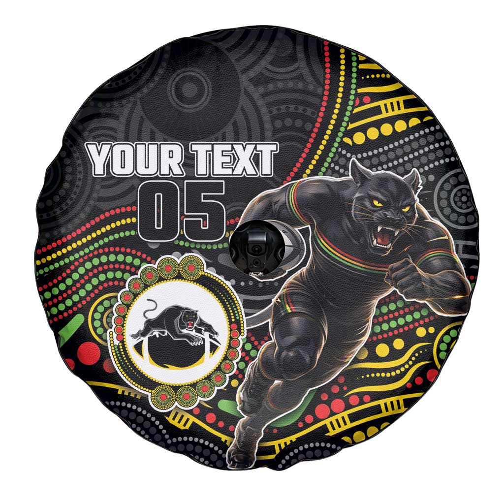 Custom Panthers Spare Tire Cover Warrior Mascot With Aboriginal Indigenous