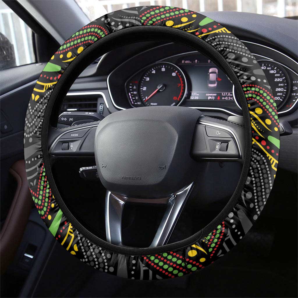 Panthers Steering Wheel Cover Warrior Mascot With Aboriginal Indigenous