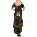 Custom Panthers Summer Maxi Dress Warrior Mascot With Aboriginal Indigenous