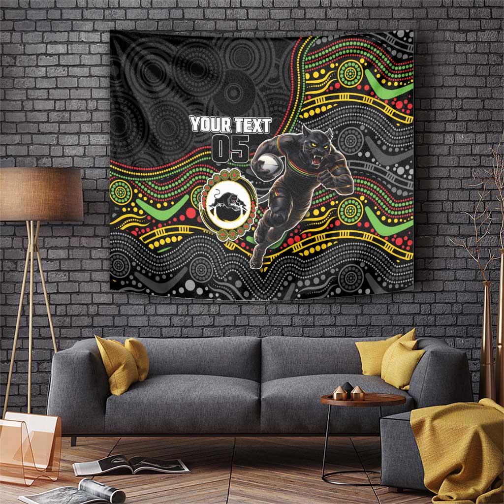 Custom Panthers Tapestry Warrior Mascot With Aboriginal Indigenous