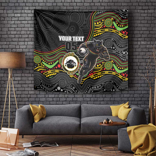 Custom Panthers Tapestry Warrior Mascot With Aboriginal Indigenous