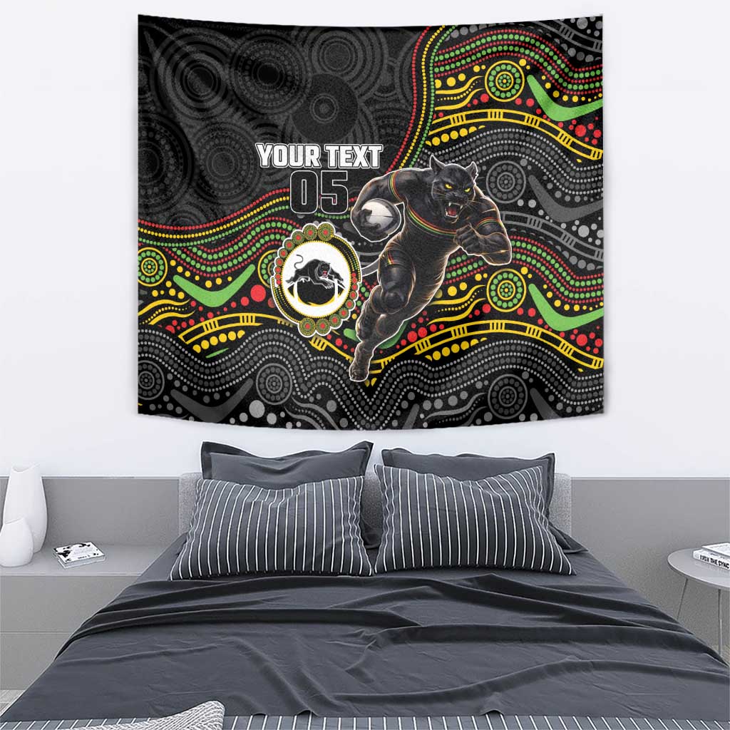 Custom Panthers Tapestry Warrior Mascot With Aboriginal Indigenous