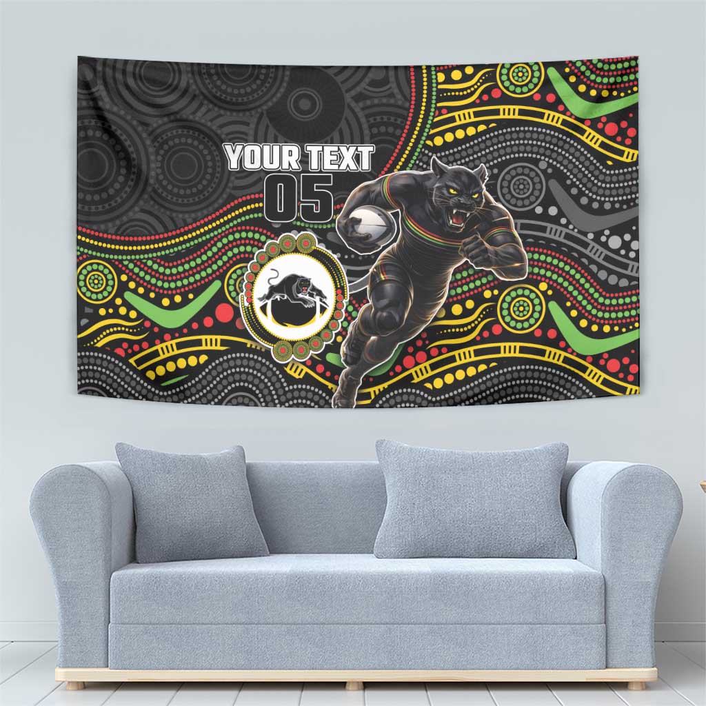 Custom Panthers Tapestry Warrior Mascot With Aboriginal Indigenous