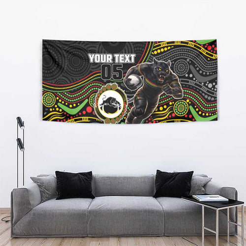 Custom Panthers Tapestry Warrior Mascot With Aboriginal Indigenous