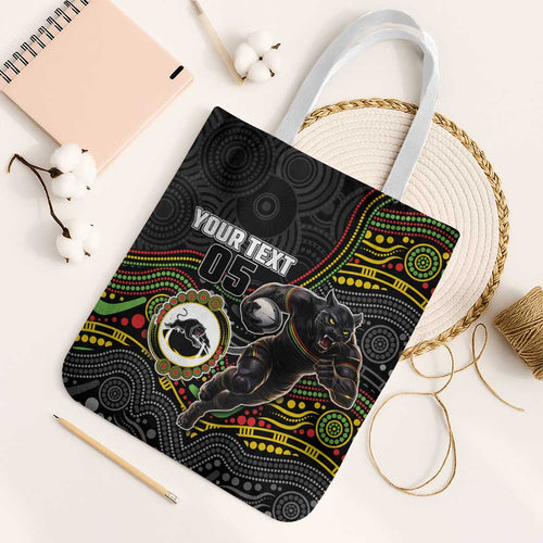 Custom Panthers Tote Bag Warrior Mascot With Aboriginal Indigenous