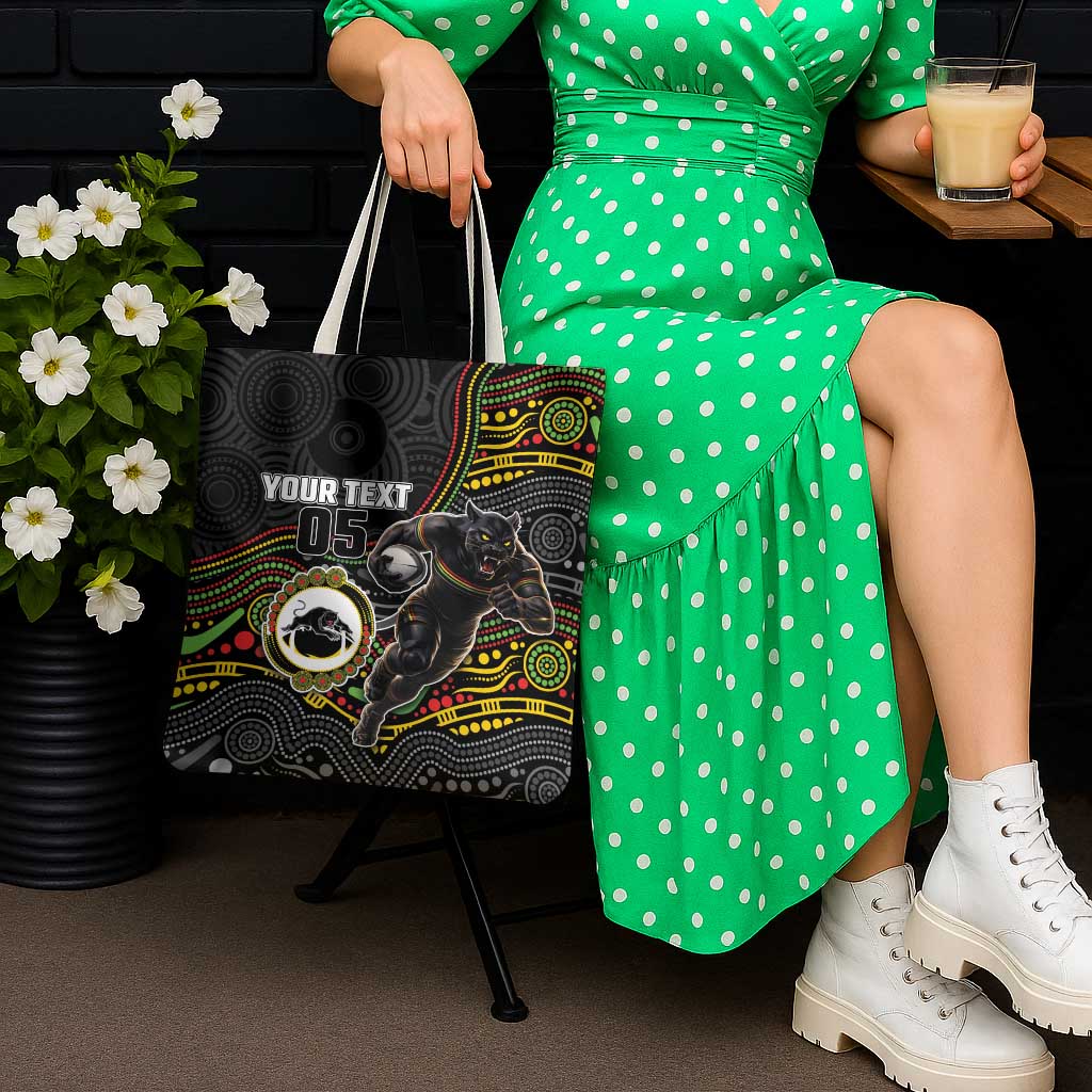 Custom Panthers Tote Bag Warrior Mascot With Aboriginal Indigenous