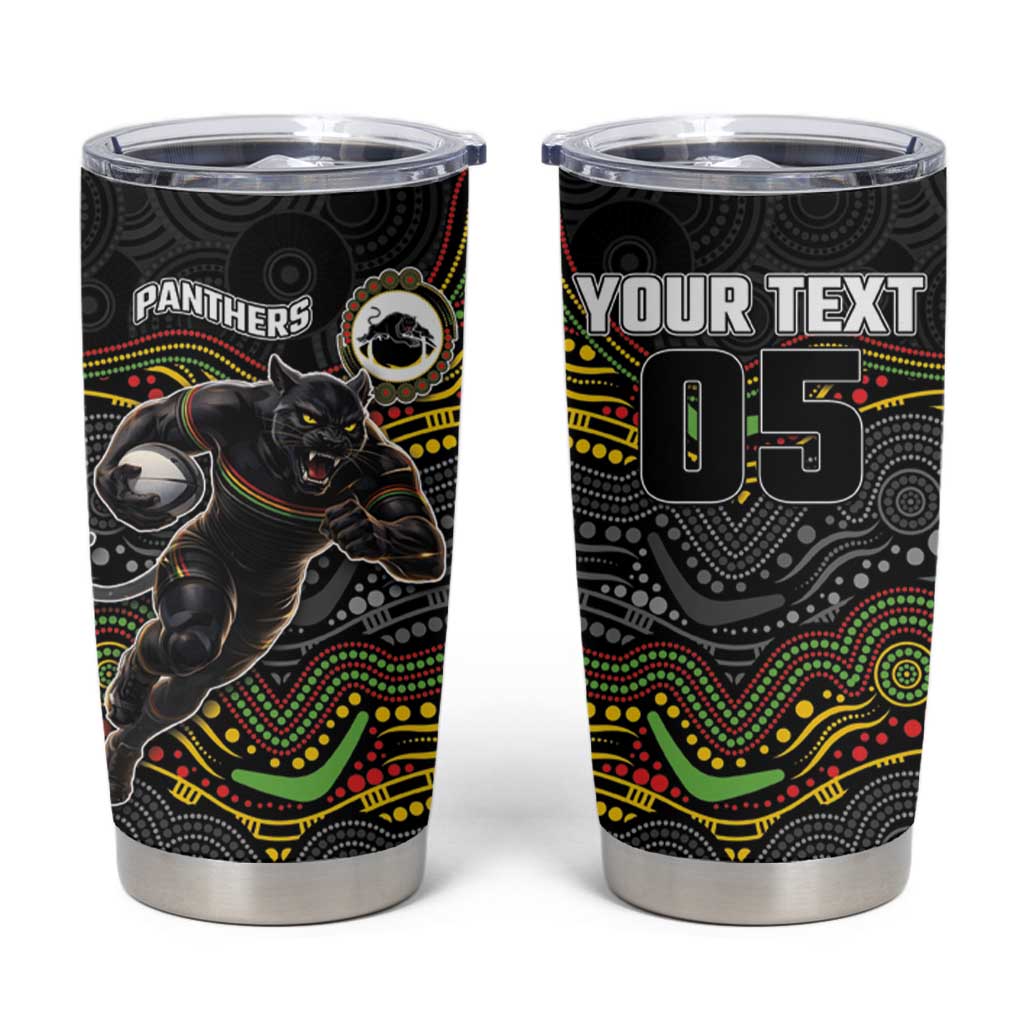 Custom Panthers Tumbler Cup Warrior Mascot With Aboriginal Indigenous