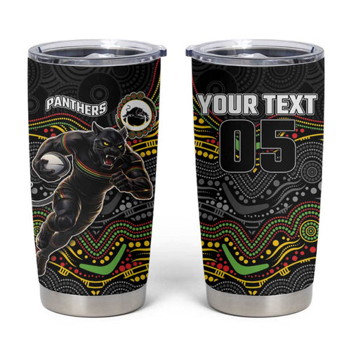 Custom Panthers Tumbler Cup Warrior Mascot With Aboriginal Indigenous