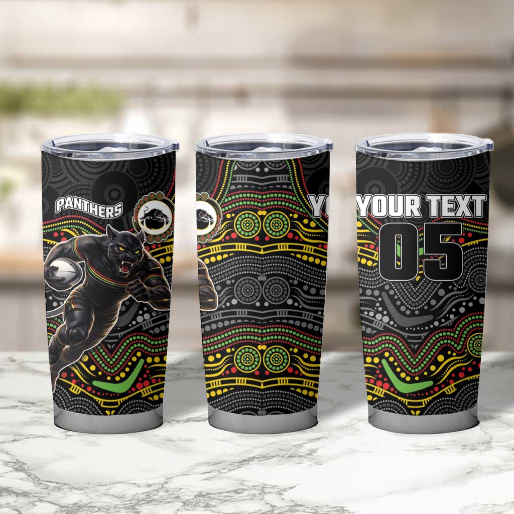 Custom Panthers Tumbler Cup Warrior Mascot With Aboriginal Indigenous