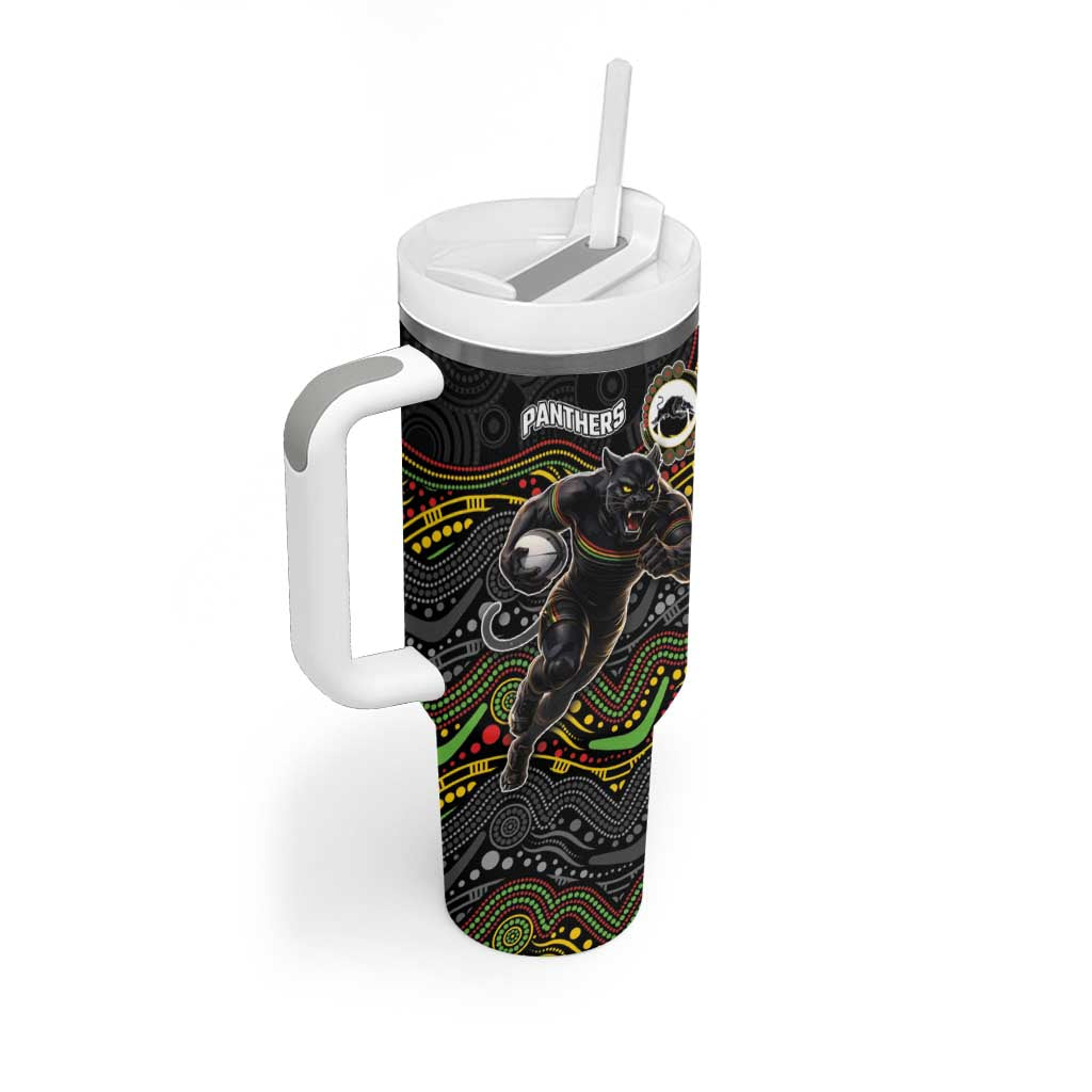 Custom Panthers Tumbler With Handle Warrior Mascot With Aboriginal Indigenous