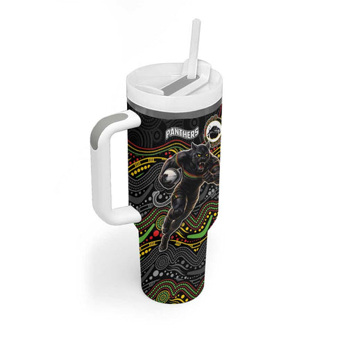 Custom Panthers Tumbler With Handle Warrior Mascot With Aboriginal Indigenous