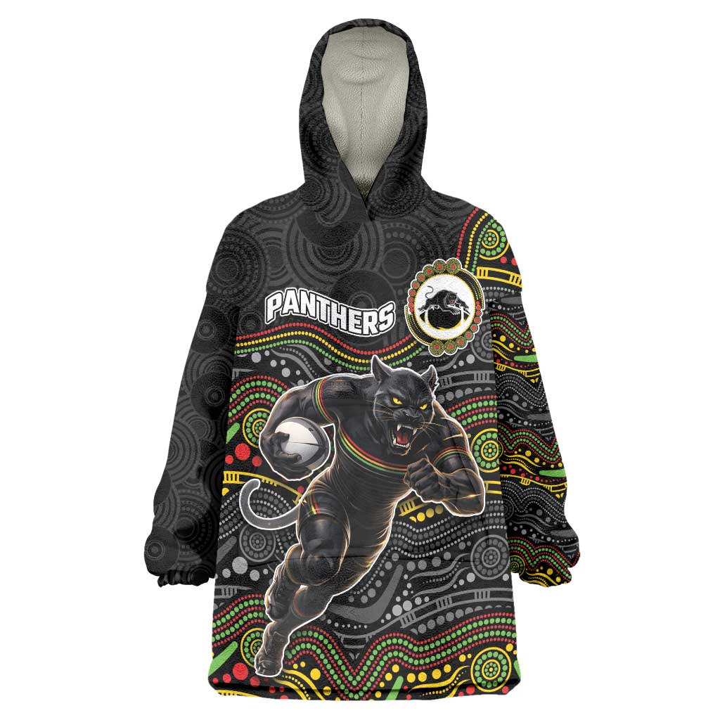 Custom Panthers Wearable Blanket Hoodie Warrior Mascot With Aboriginal Indigenous