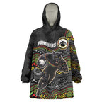 Custom Panthers Wearable Blanket Hoodie Warrior Mascot With Aboriginal Indigenous