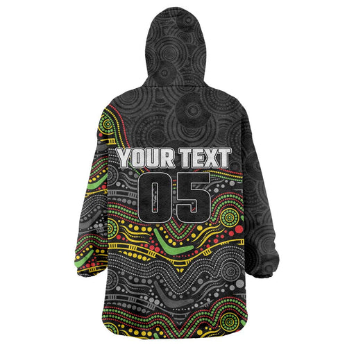 Custom Panthers Wearable Blanket Hoodie Warrior Mascot With Aboriginal Indigenous
