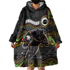 Custom Panthers Wearable Blanket Hoodie Warrior Mascot With Aboriginal Indigenous