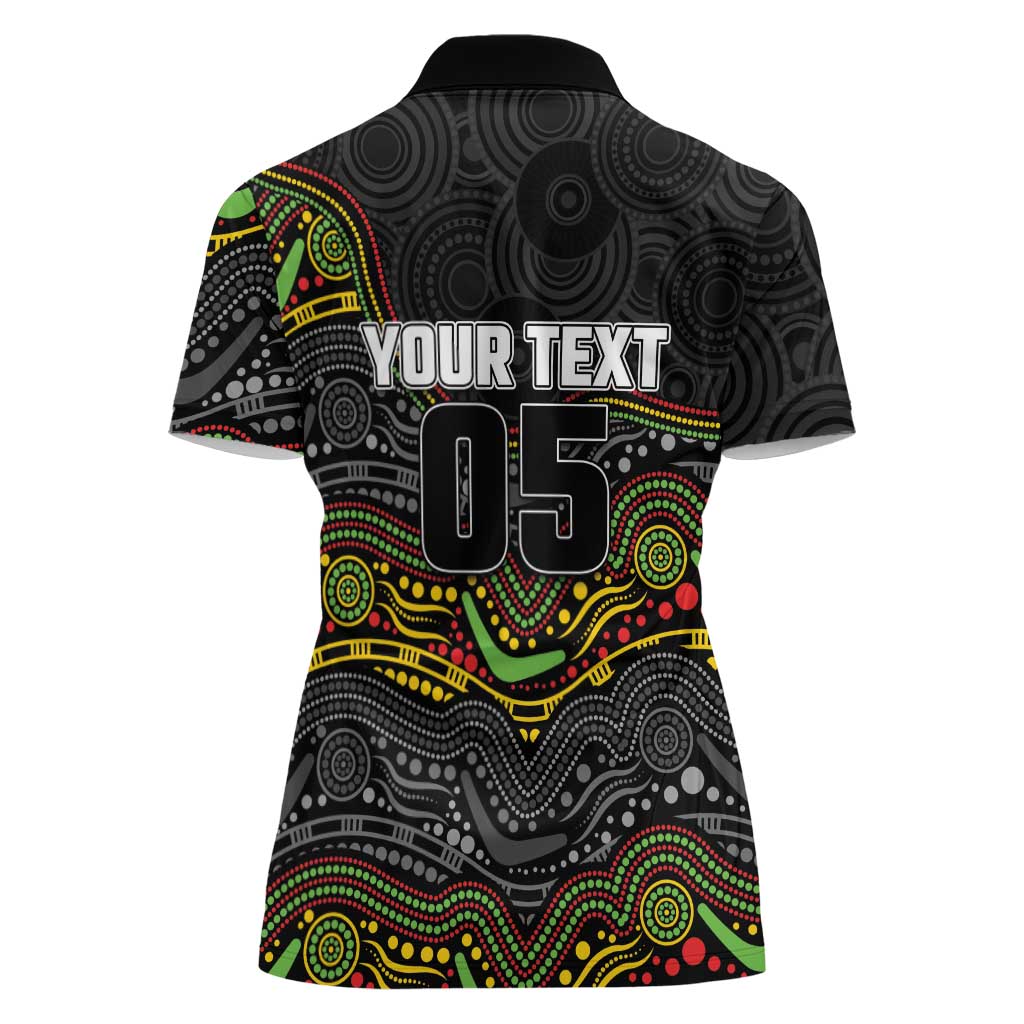 Custom Panthers Women Polo Shirt Warrior Mascot With Aboriginal Indigenous