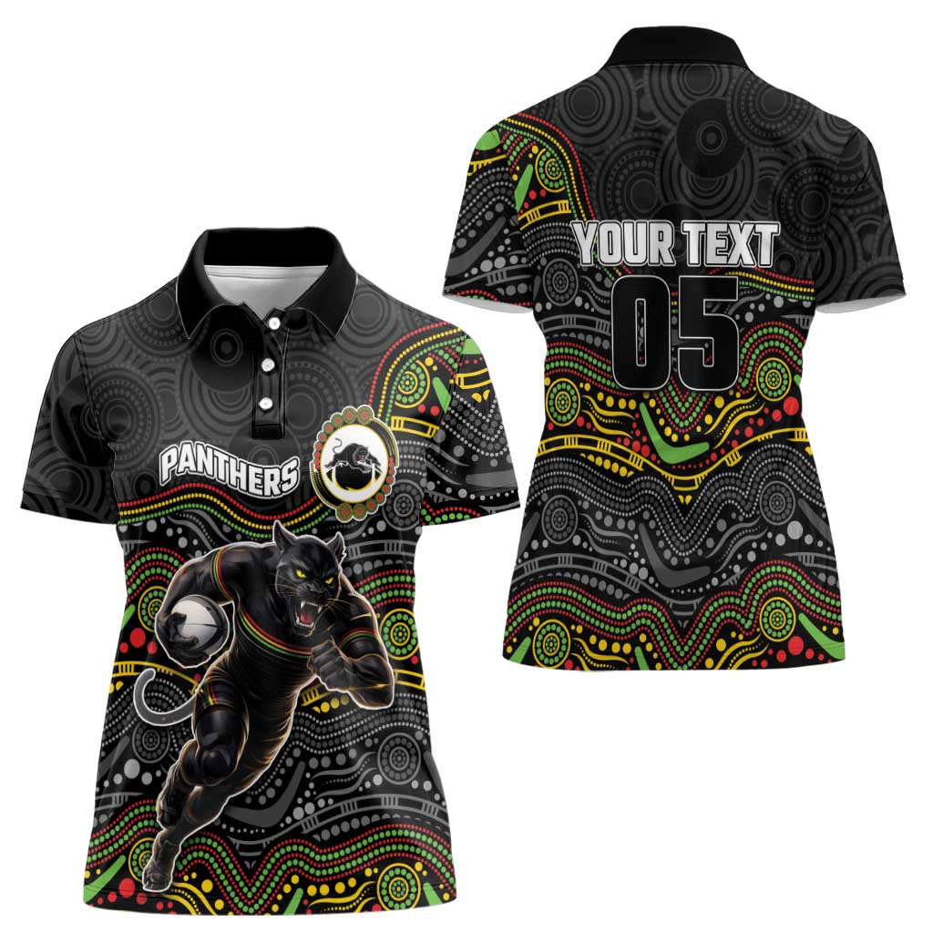 Custom Panthers Women Polo Shirt Warrior Mascot With Aboriginal Indigenous