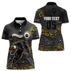 Custom Panthers Women Polo Shirt Warrior Mascot With Aboriginal Indigenous