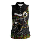 Custom Panthers Women Sleeveless Polo Shirt Warrior Mascot With Aboriginal Indigenous