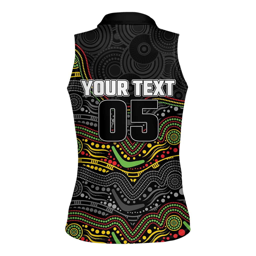 Custom Panthers Women Sleeveless Polo Shirt Warrior Mascot With Aboriginal Indigenous