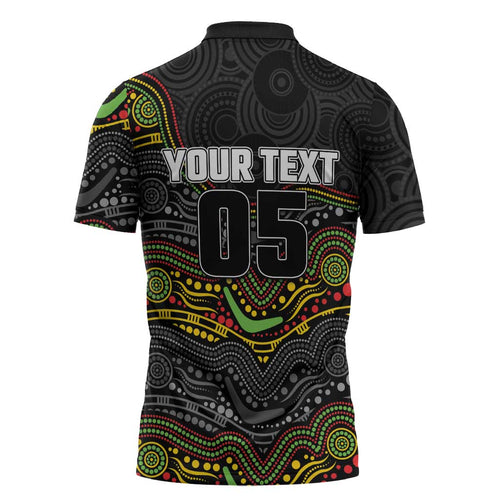 Custom Panthers Zipper Polo Shirt Warrior Mascot With Aboriginal Indigenous