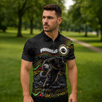 Custom Panthers Zipper Polo Shirt Warrior Mascot With Aboriginal Indigenous