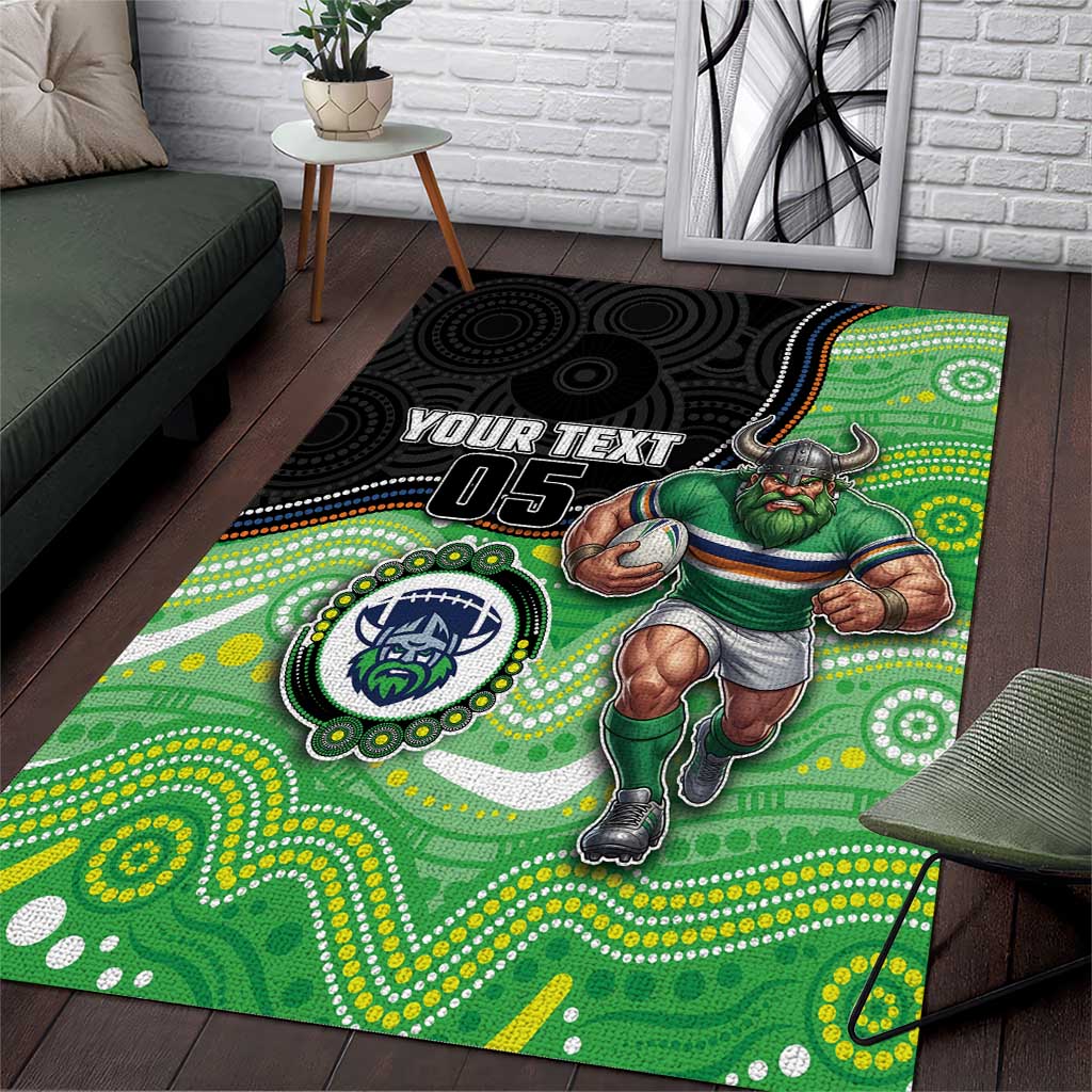 Custom Raiders Area Rug Viking Mascot With Aboriginal Indigenous