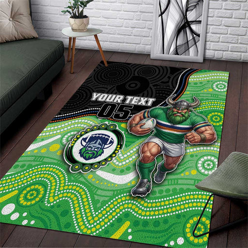 Custom Raiders Area Rug Viking Mascot With Aboriginal Indigenous