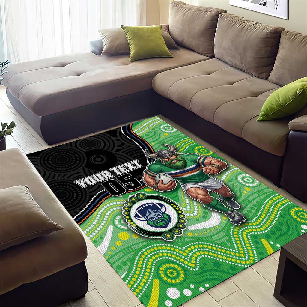 Custom Raiders Area Rug Viking Mascot With Aboriginal Indigenous