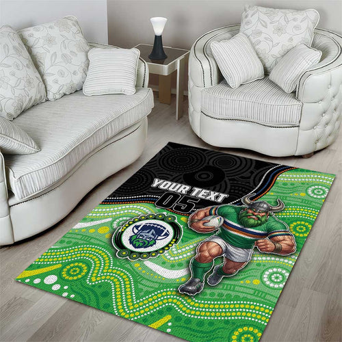 Custom Raiders Area Rug Viking Mascot With Aboriginal Indigenous