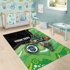 Custom Raiders Area Rug Viking Mascot With Aboriginal Indigenous