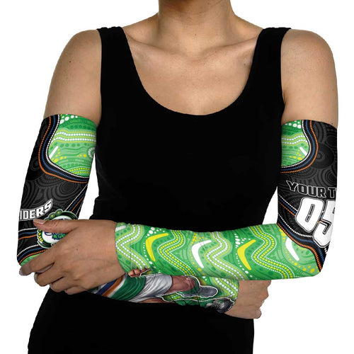 Custom Raiders Arm Sleeves Viking Mascot With Aboriginal Indigenous