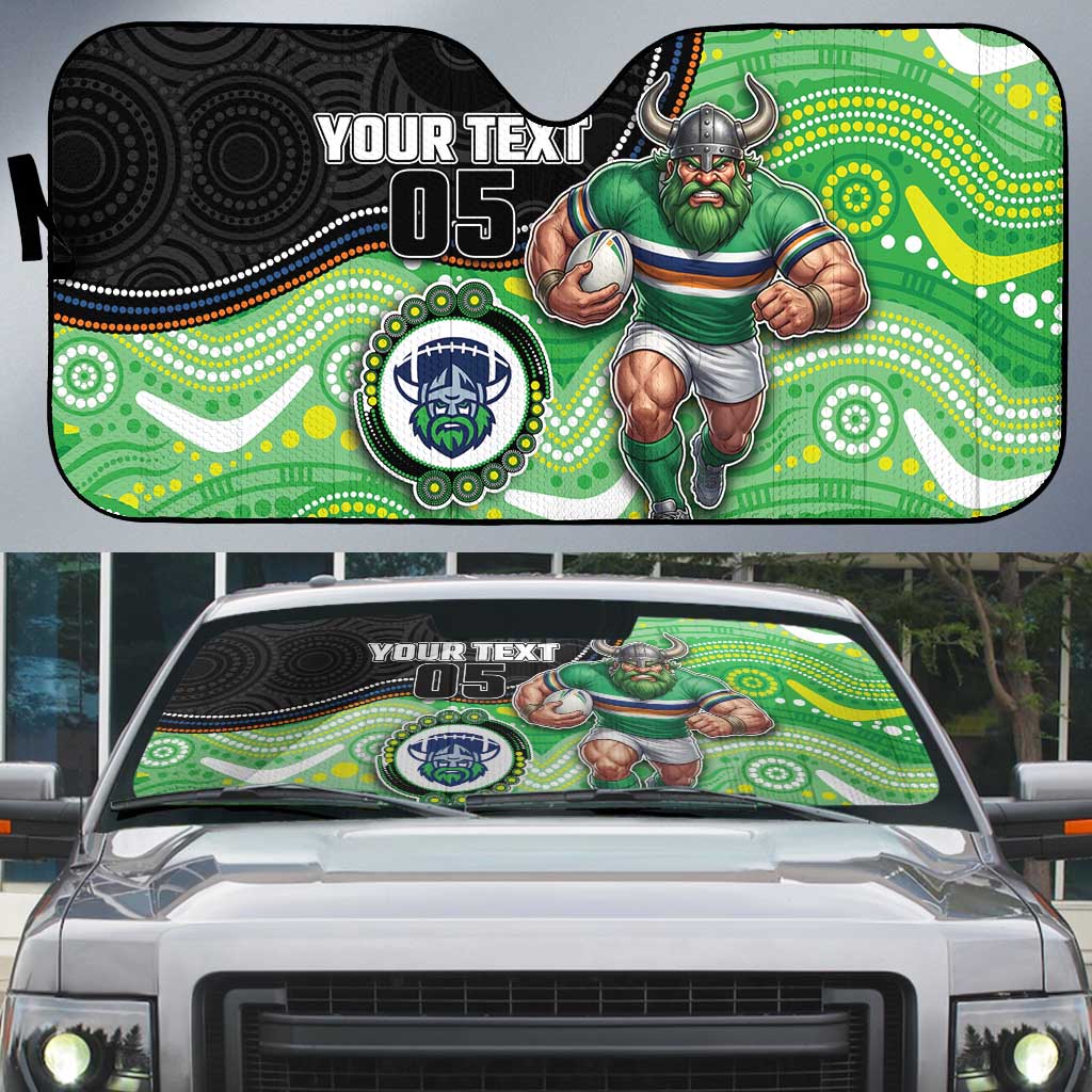 Custom Raiders Auto Sun Shade Viking Mascot With Aboriginal Indigenous