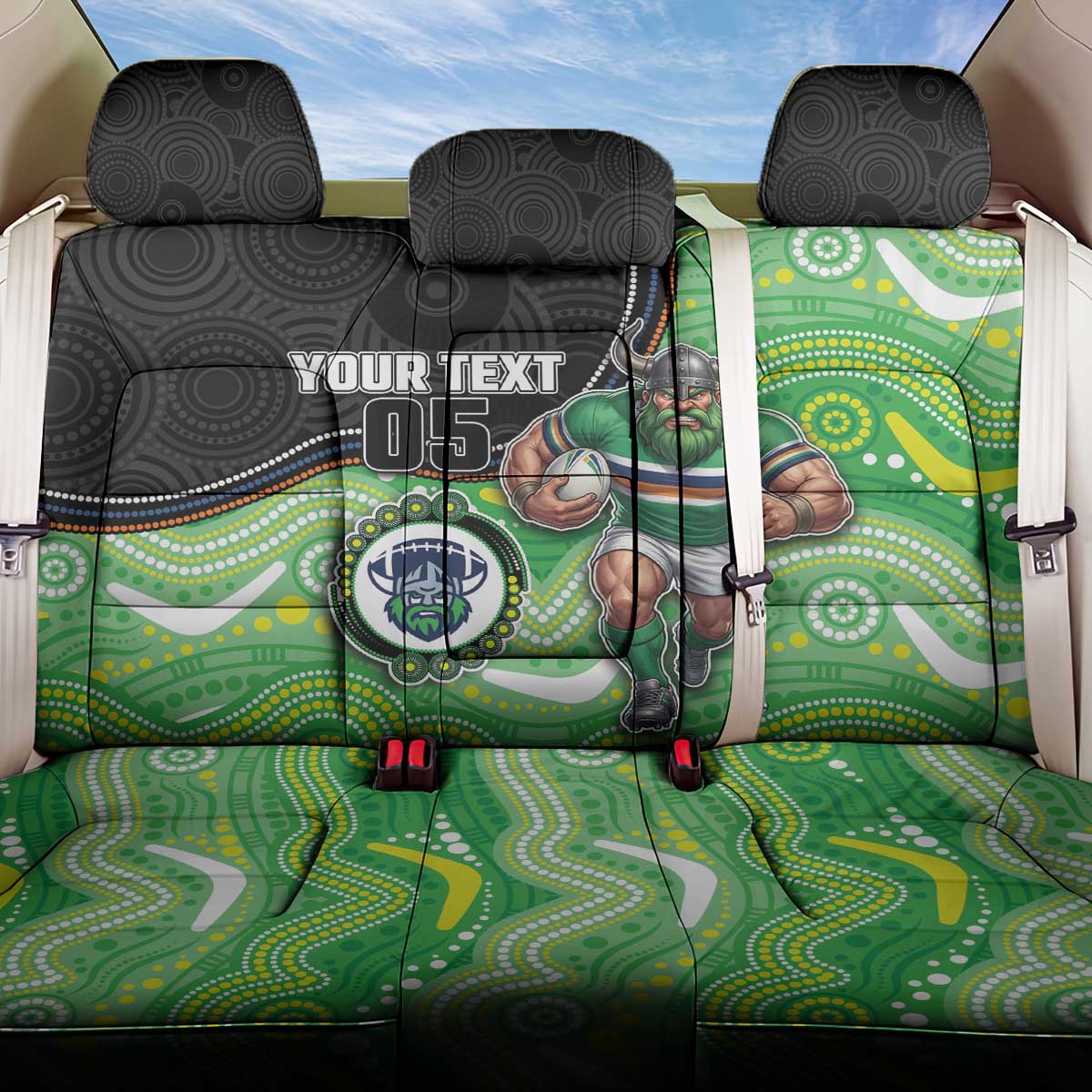 Custom Raiders Back Car Seat Cover Viking Mascot With Aboriginal Indigenous